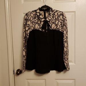 Eloquii Black and Cream lace peplum blouse